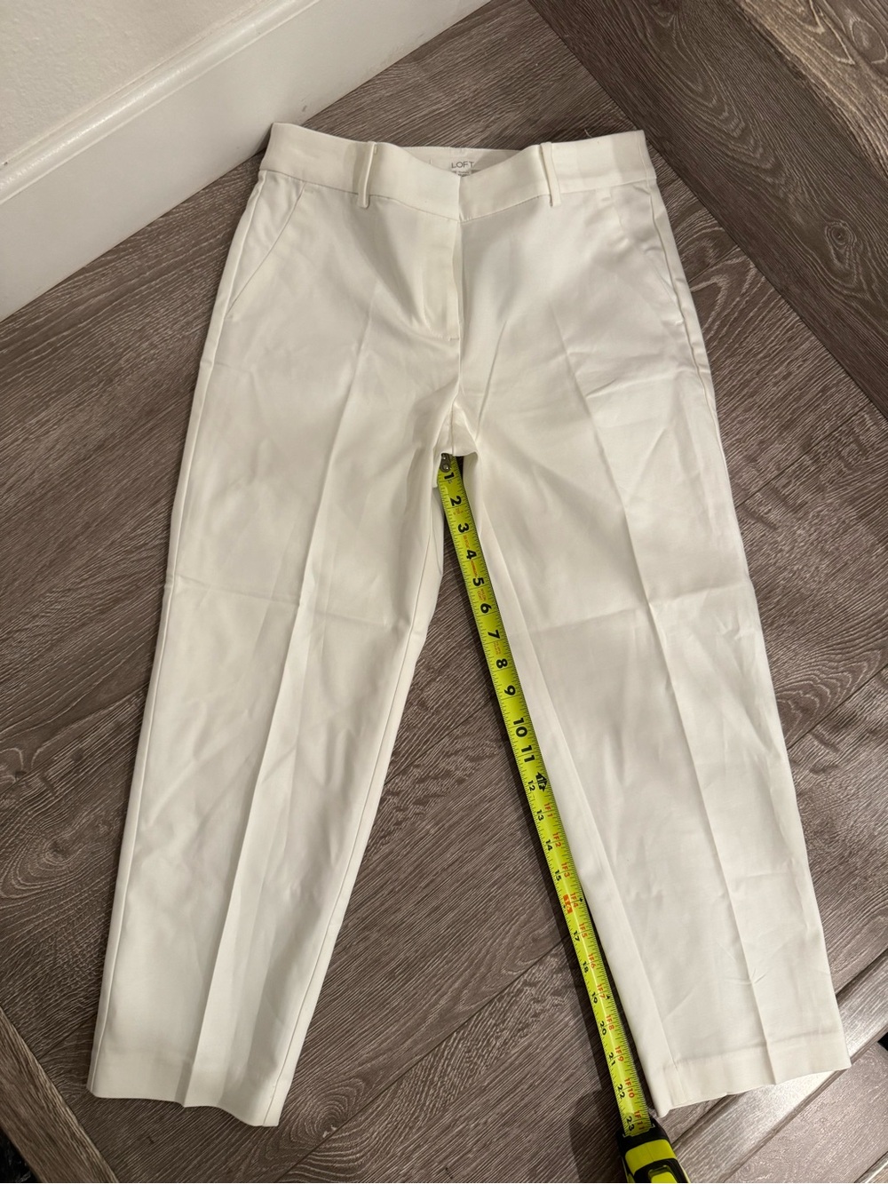 LOFT White Cropped Ankle Pants - Slim Pull-On Trousers - Picture 2 of 5